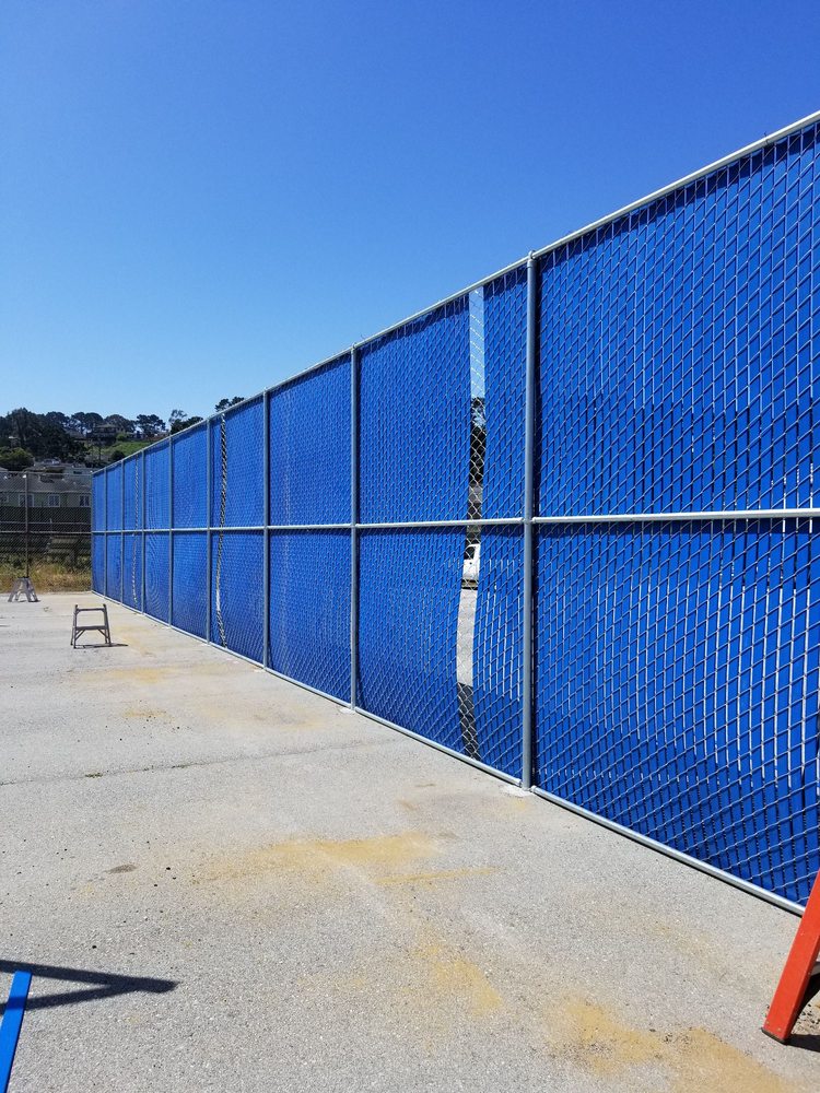 12ft hi security fence w-blue slats